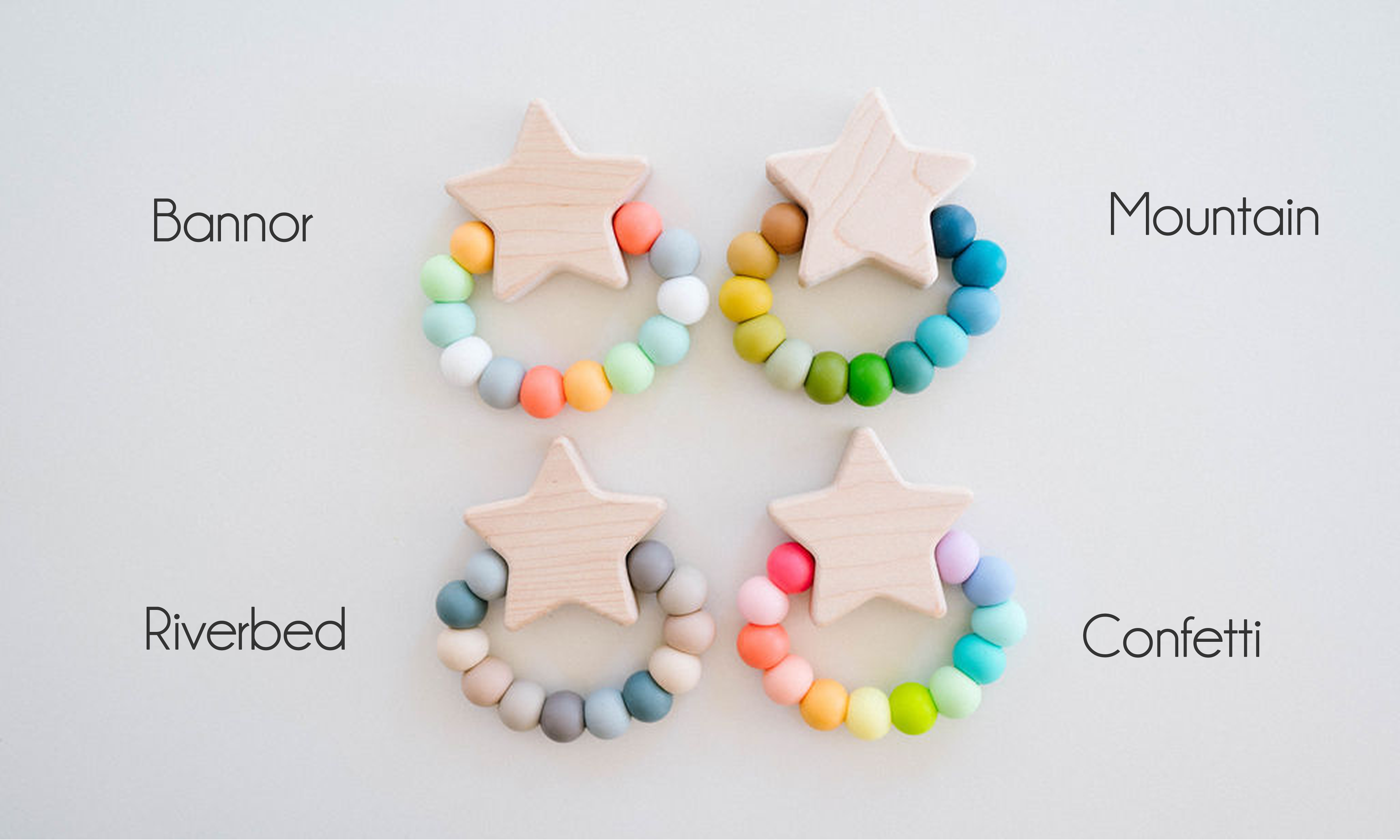 Bannor Toys - Star Charm Wood and Silicone Teething Toy for Baby