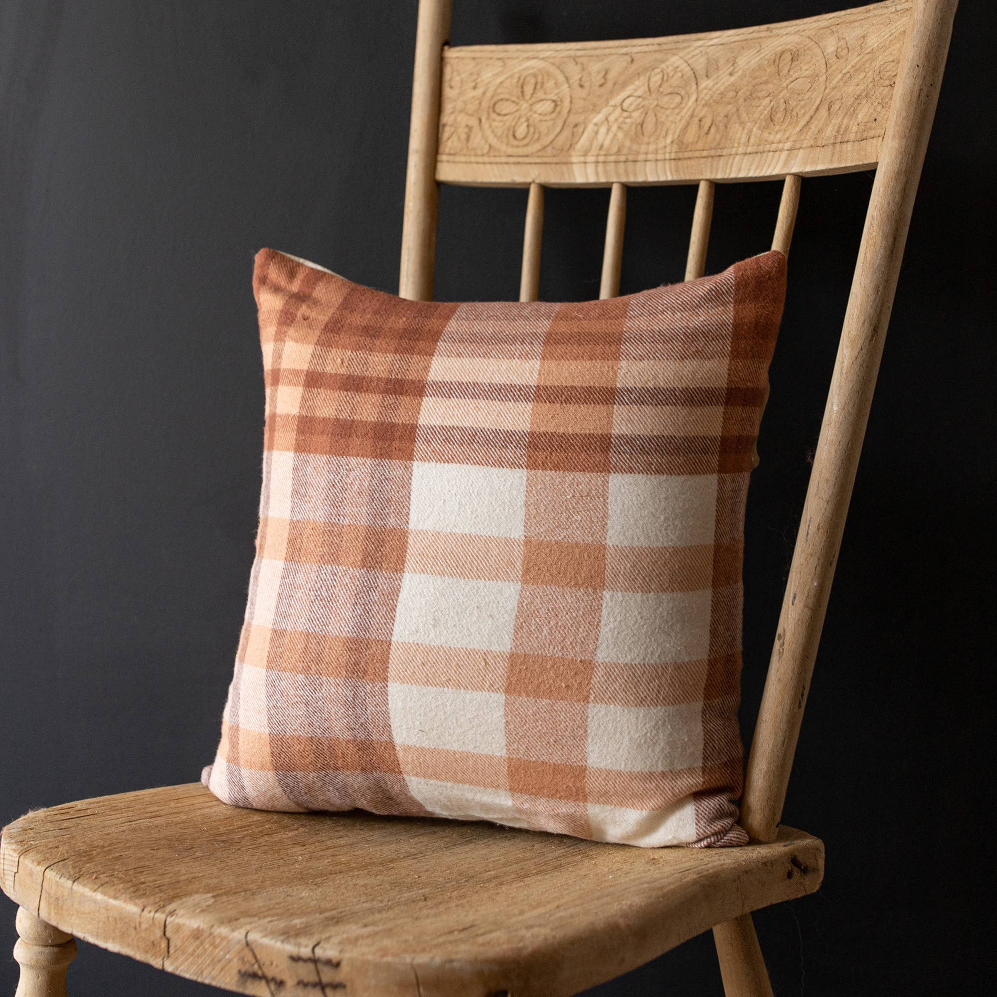 Foreside Home & Garden - Arlen 14x14 Plaid Throw Pillow Rust Cotton Fall Decor