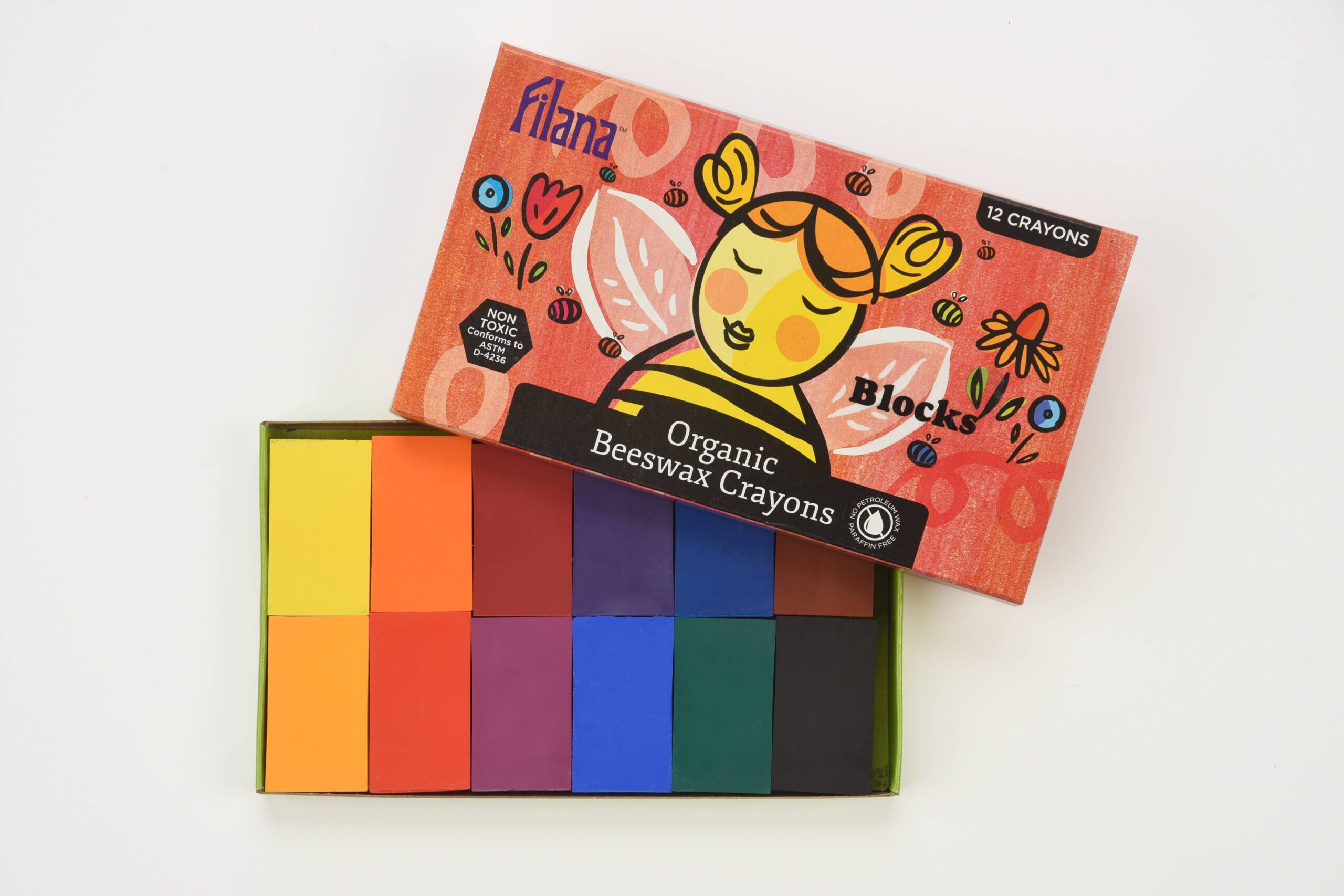 Organic Beeswax Crayons 12 Classic Colors in Block