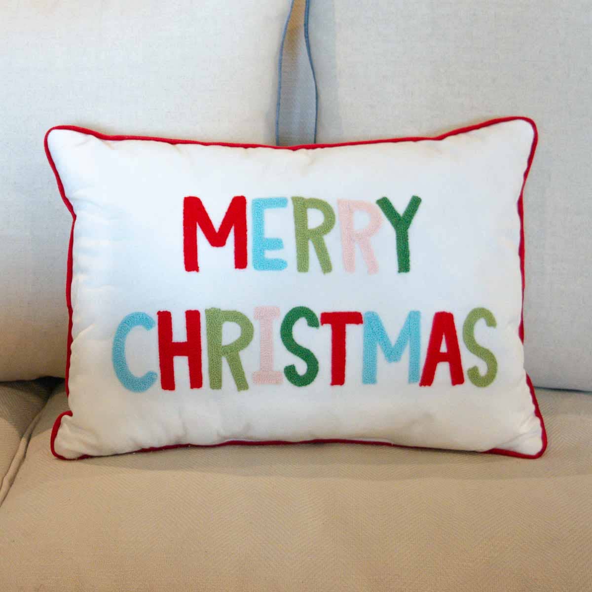 Merry Christmas Pillow White/Multi 14x20