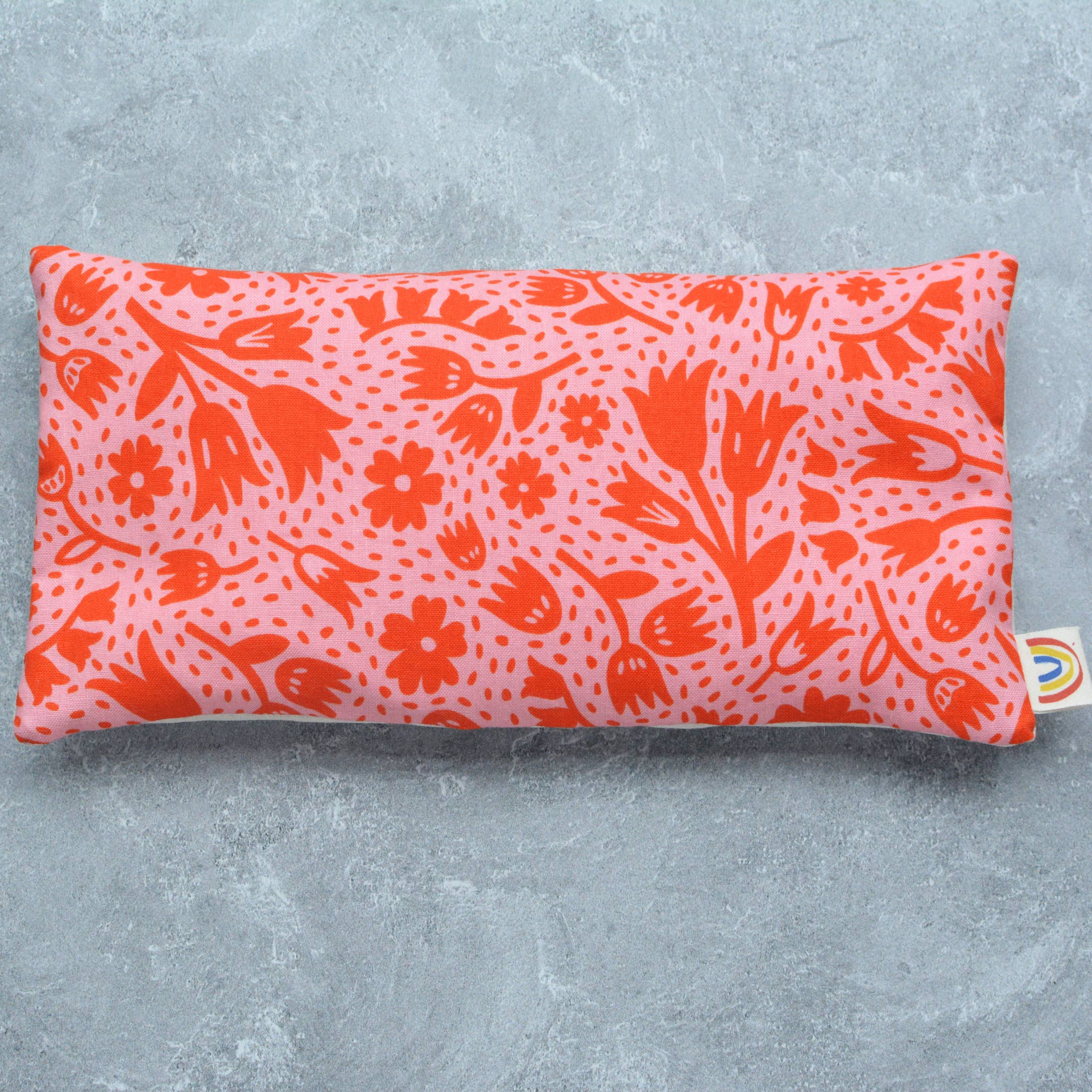 Weighted Eye Pillow in Squeeze Coral Floral Cotton: Mint