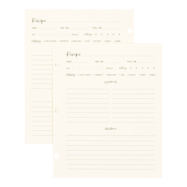 Petite Recipe Page Set