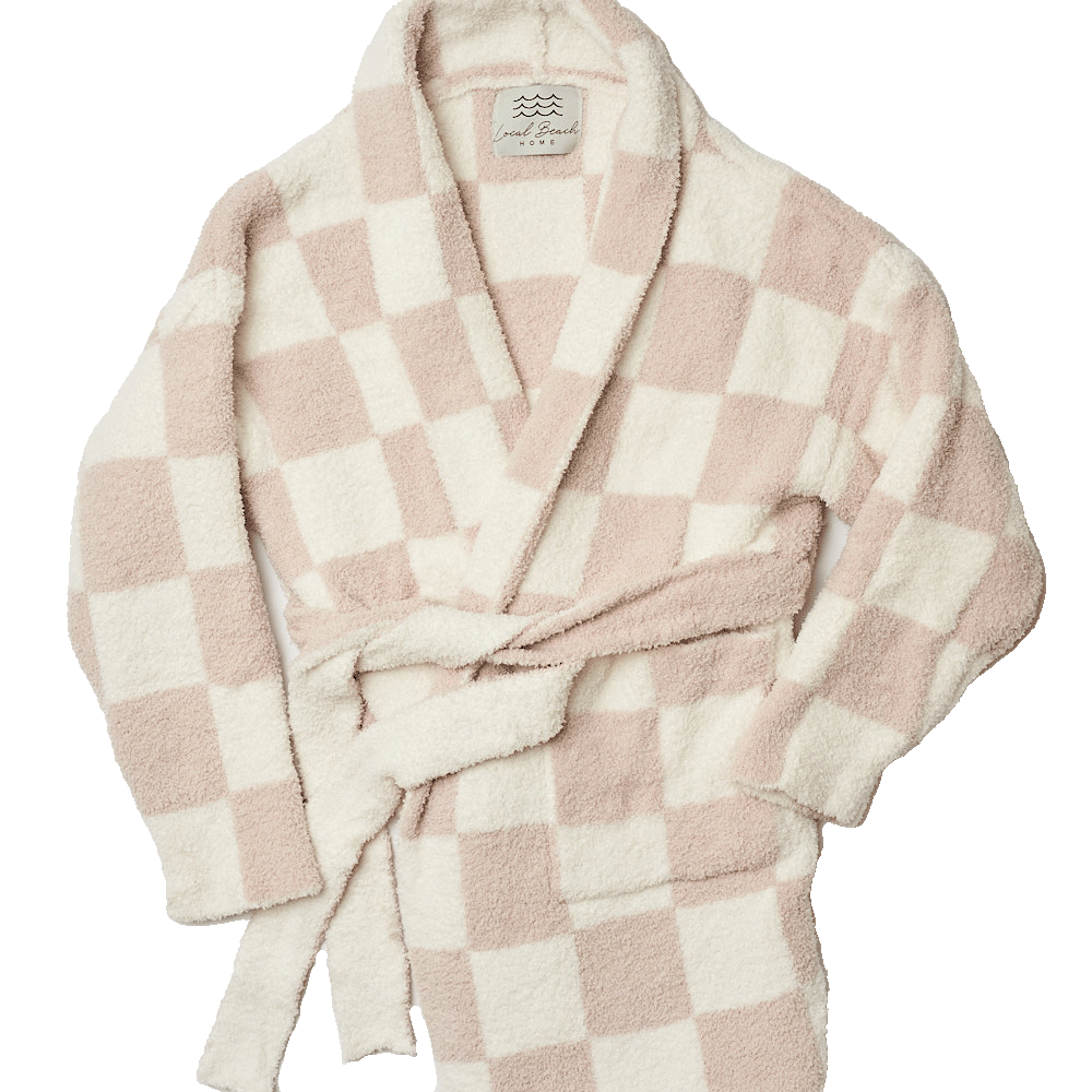 Checker Luxe Robe: Sand/Creme, One Size Fits Most
