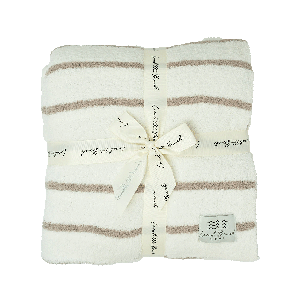 Striped Luxe Home Blanket: Taupe/Cream