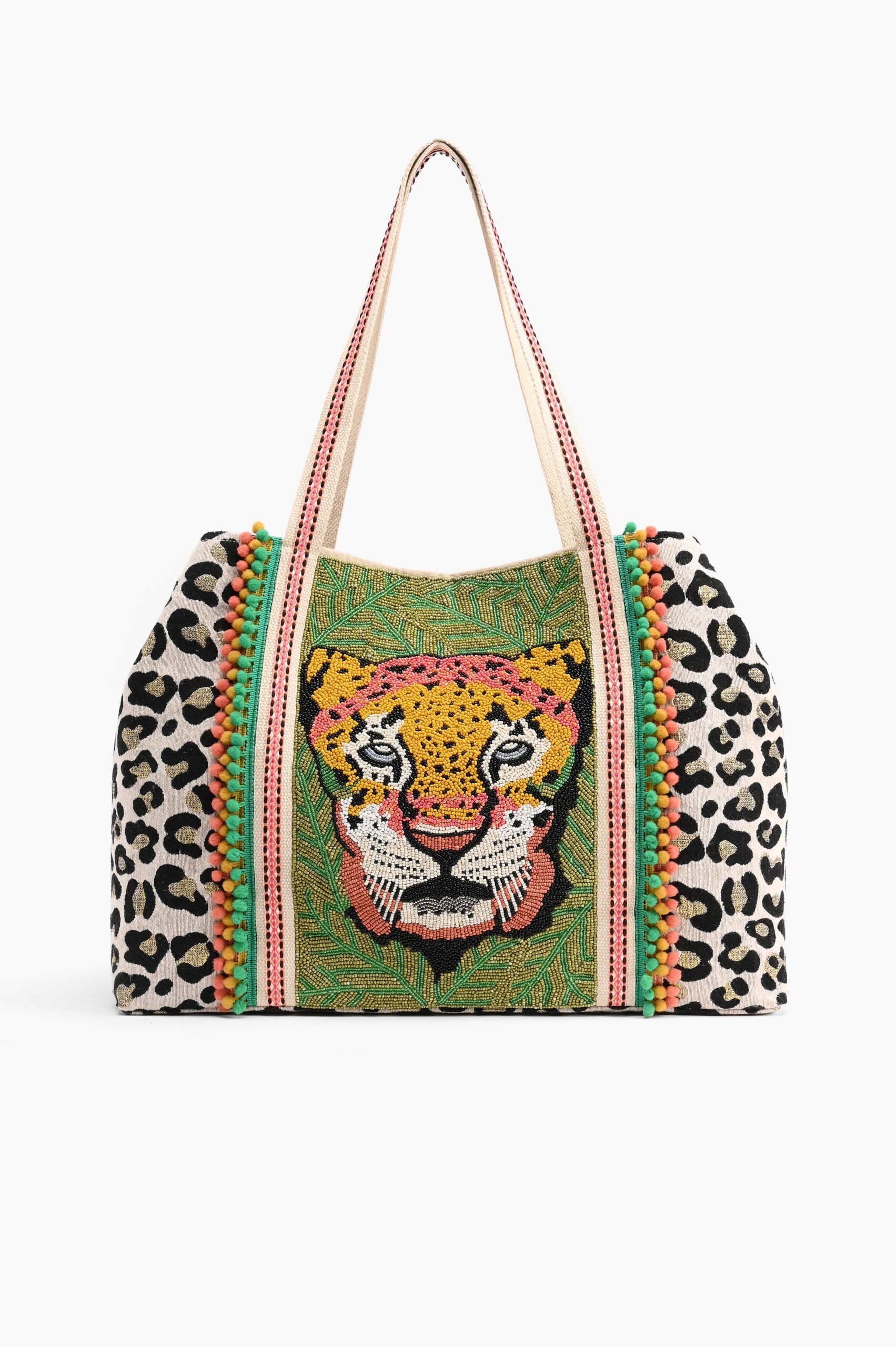 America & Beyond - Forestry Leopard Embellished Tote