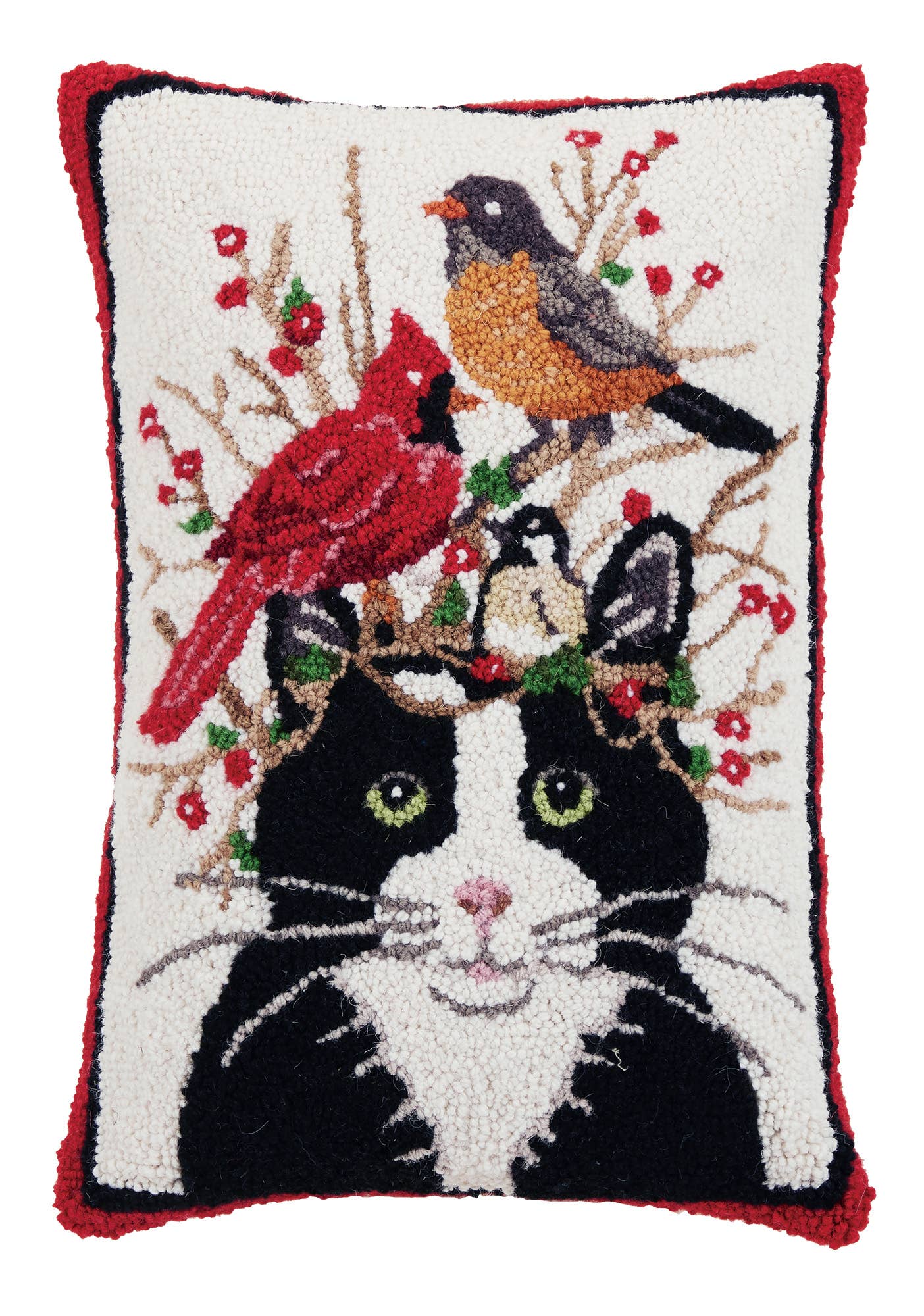 Peking Handicraft - Winter Cat And Birds Hook Pillow