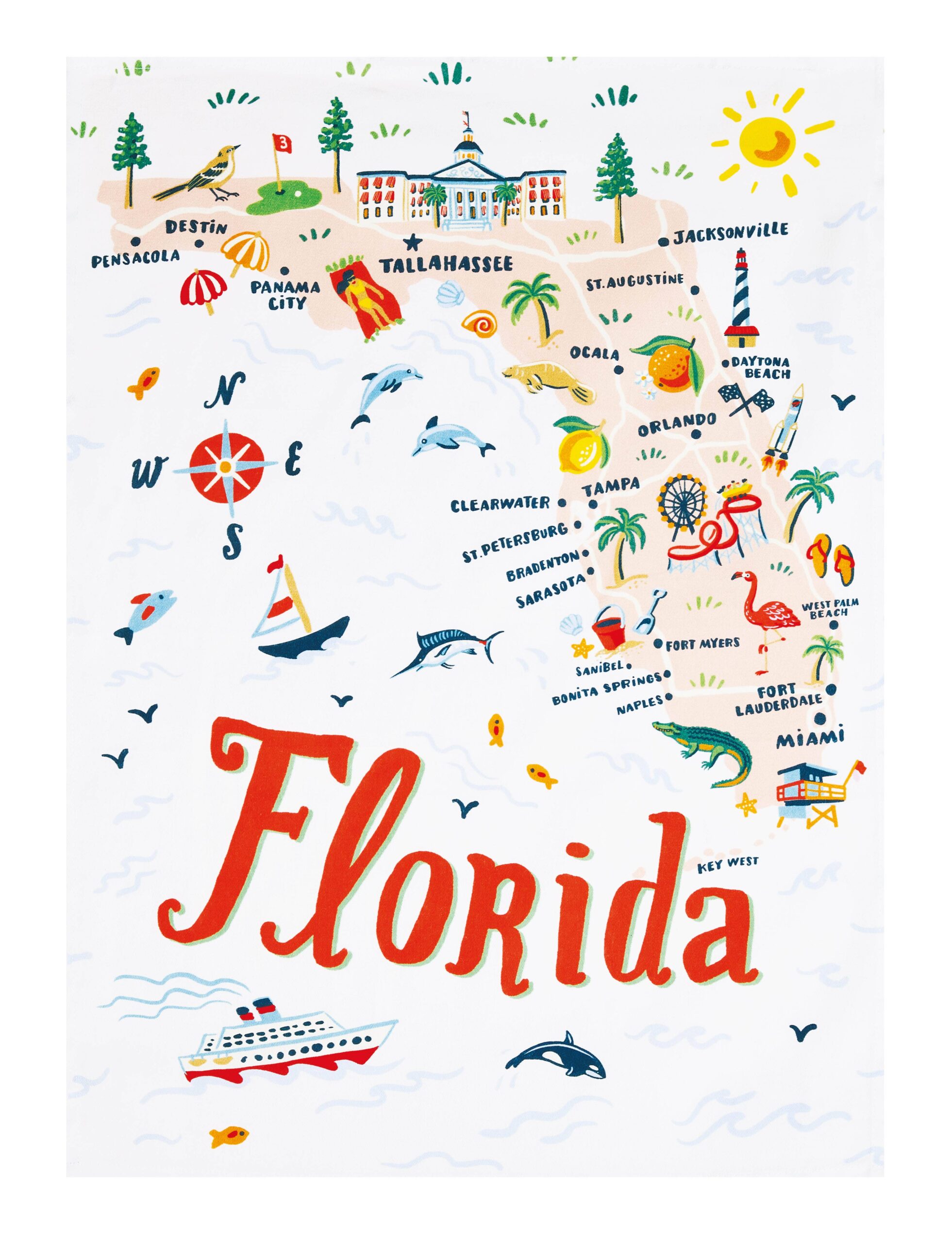 Peking Handicraft - Florida Printed Kitchen Towel