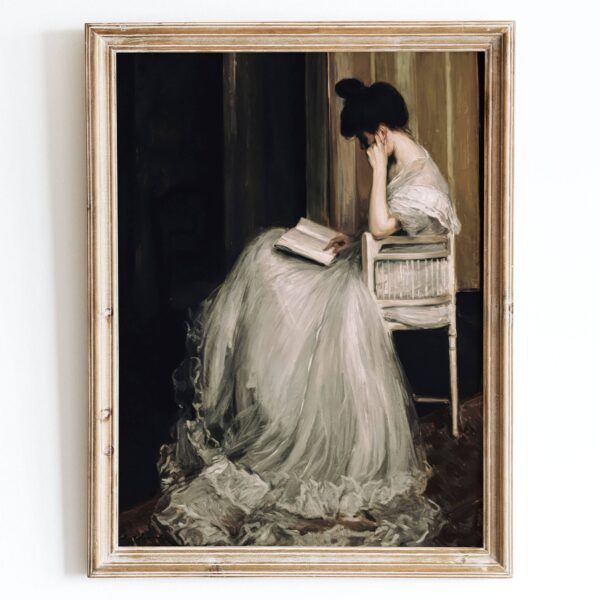 Sugar & Canvas - European Vintage Rustic Girl Reading Portrait Print VP63