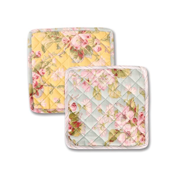 Apple Blossom Patchwork Potholder Set of 2