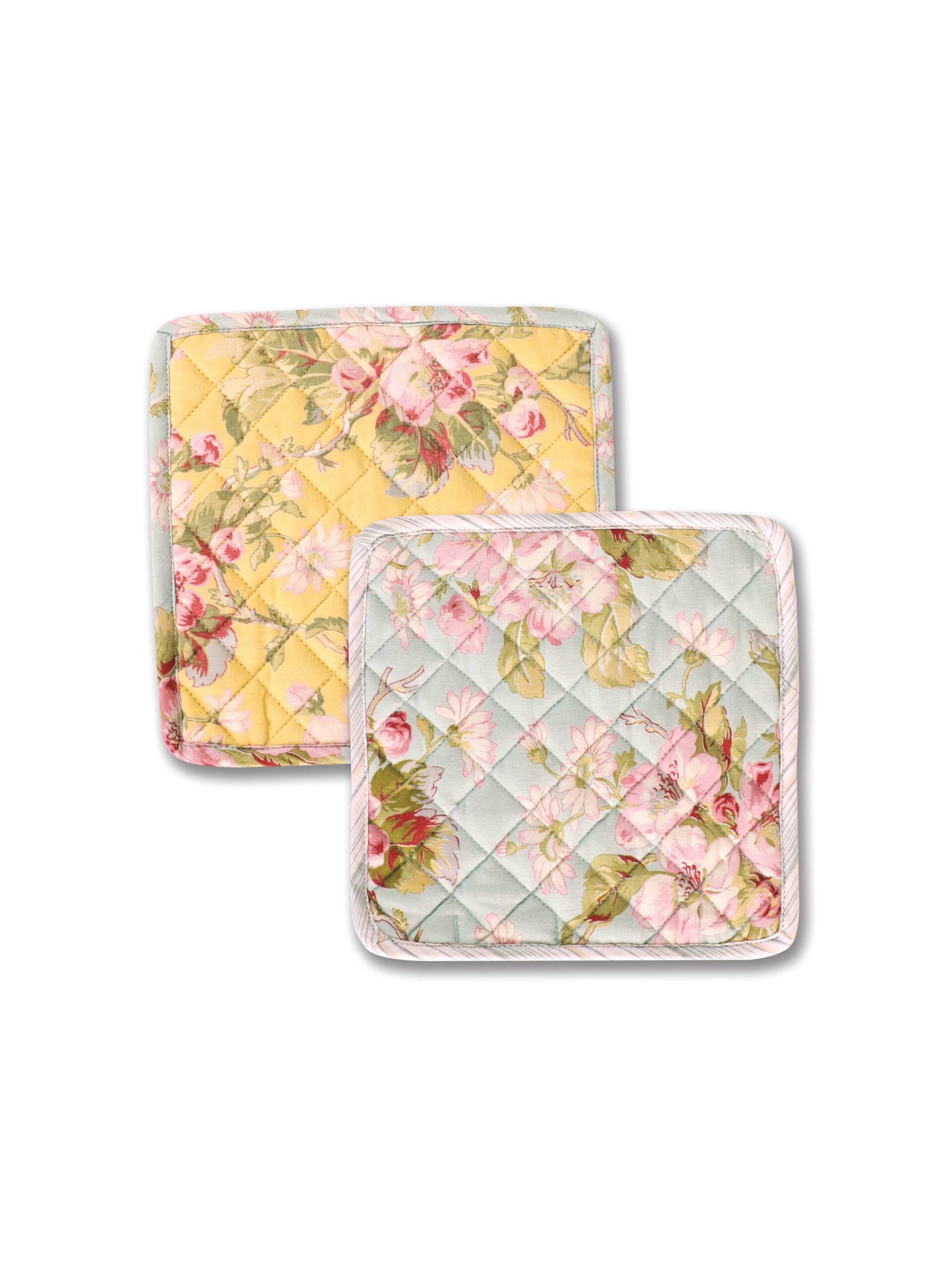 Apple Blossom Patchwork Potholder Set of 2