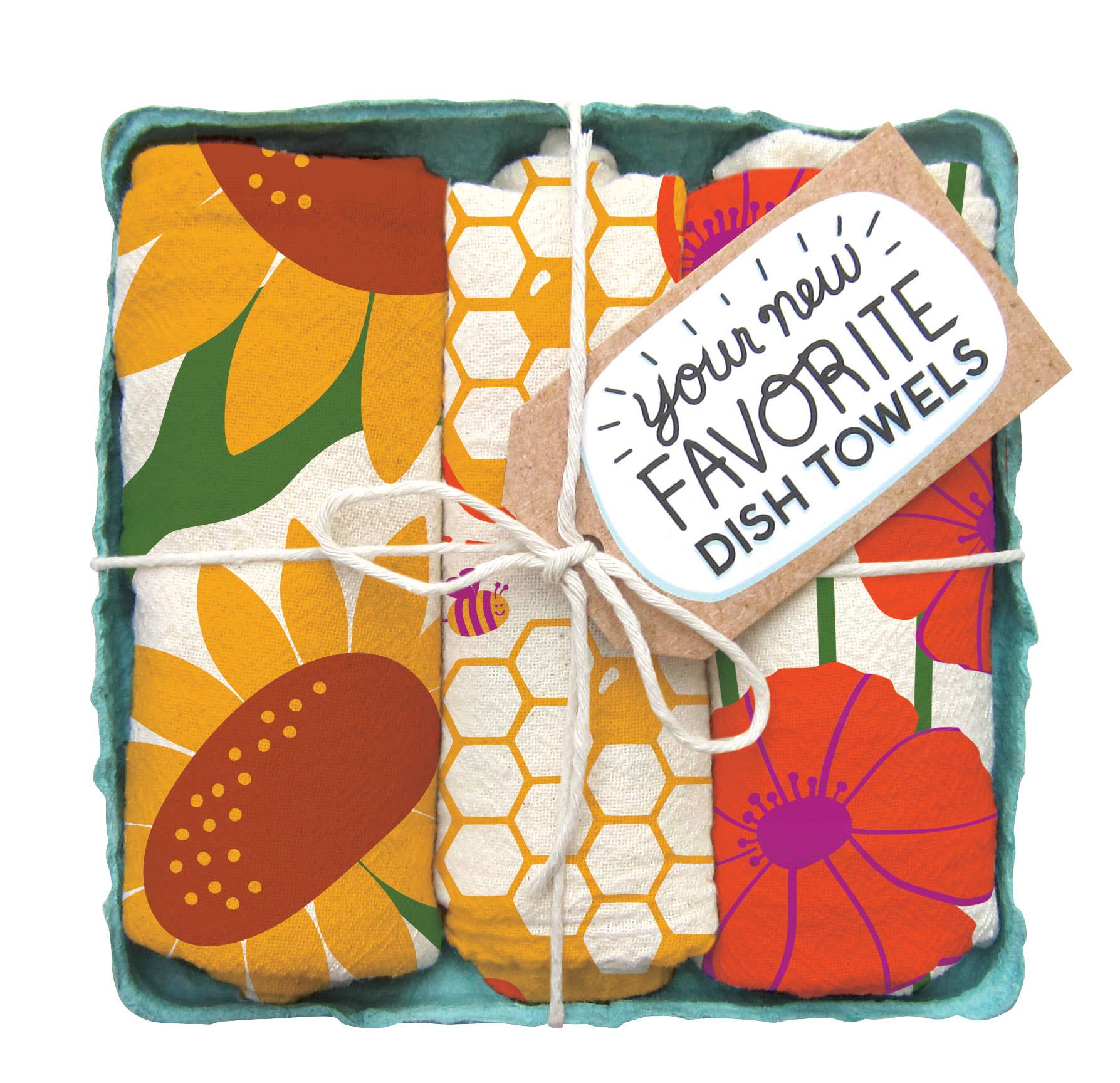 POLLINATOR GARDEN (Honey, Poppy, Sunflower) -Tea Towel Set 3