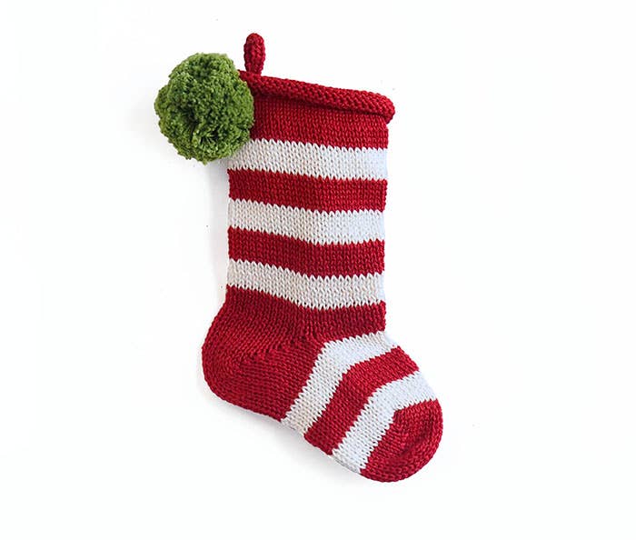 Melange Collection - Mini Stripe Stocking - Red