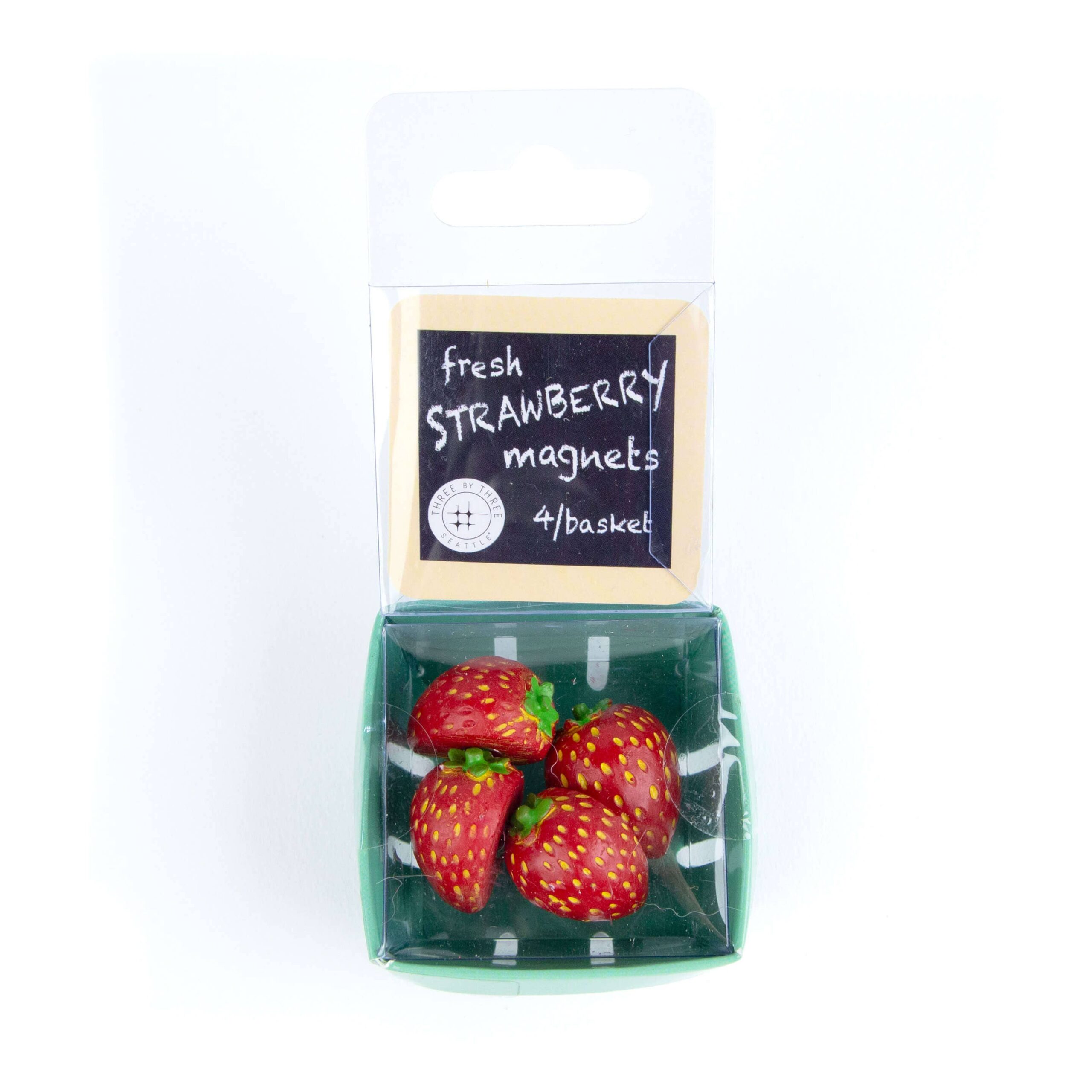 Three by Three Seattle - Colorful STRAWBERRY magnets ICONIC packaging s/4