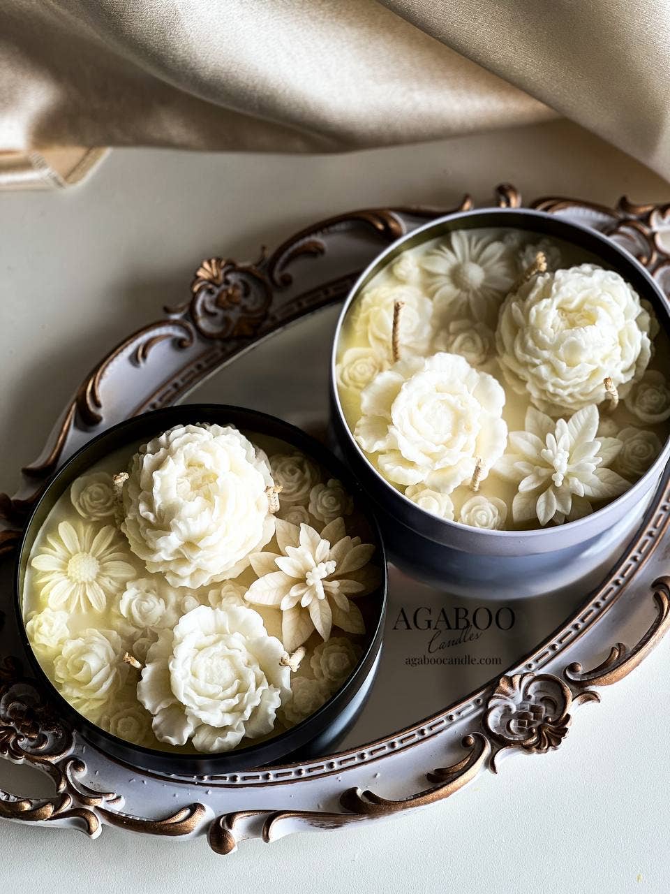 Agaboo Candle - Flower Candle 12 oz 2x5.5in - Container