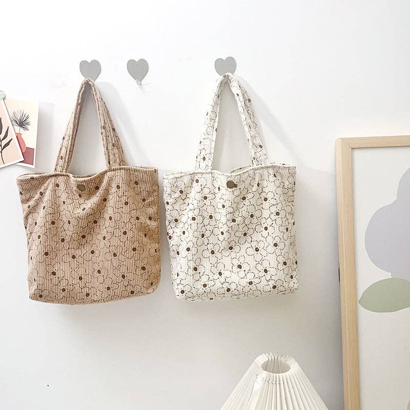 Funkyrel® Atzbranding Limited - Vintage Sakura Corduroy Small Tote Bag