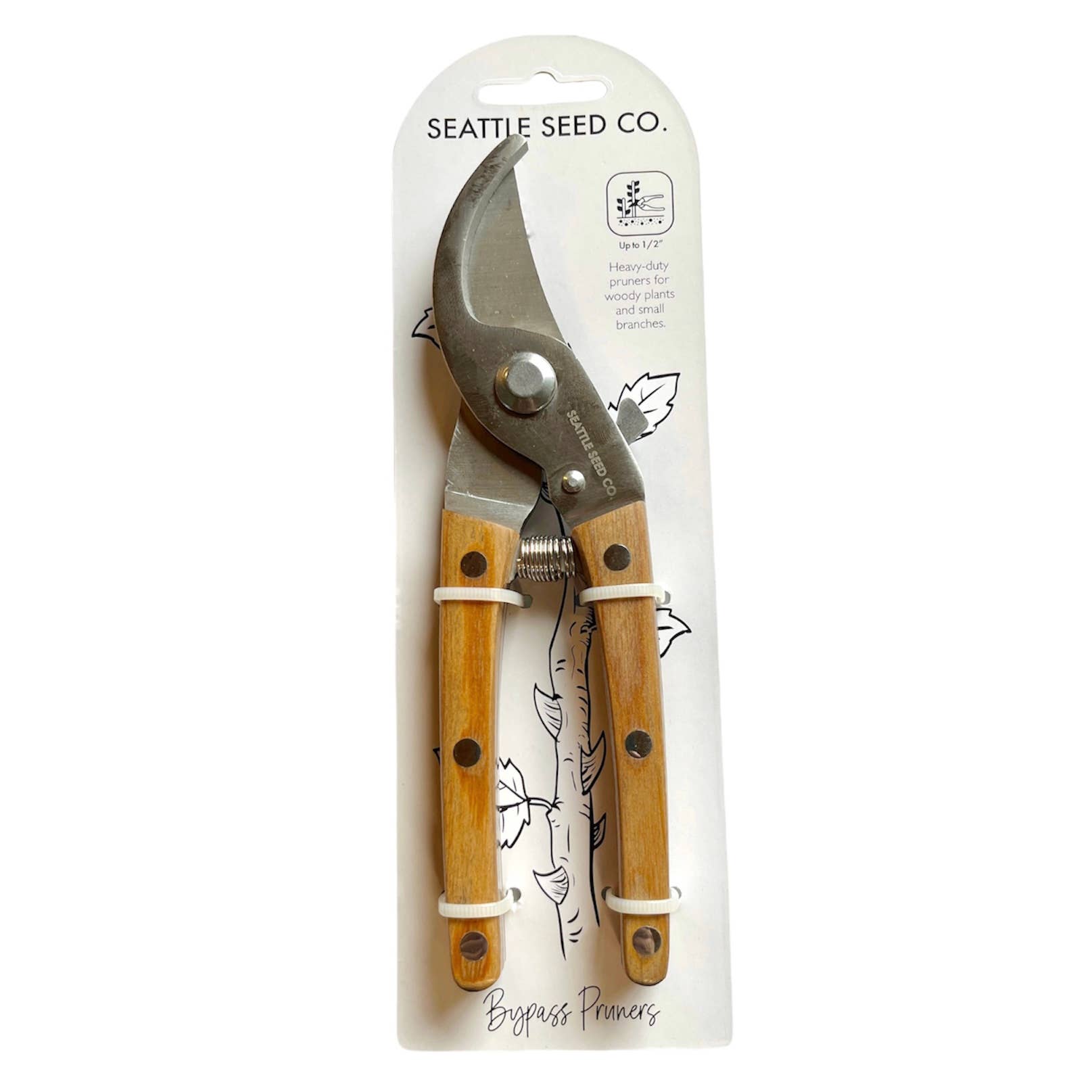Seattle Seed Co. - Bypass Pruners - Wood Handled Garden Tool