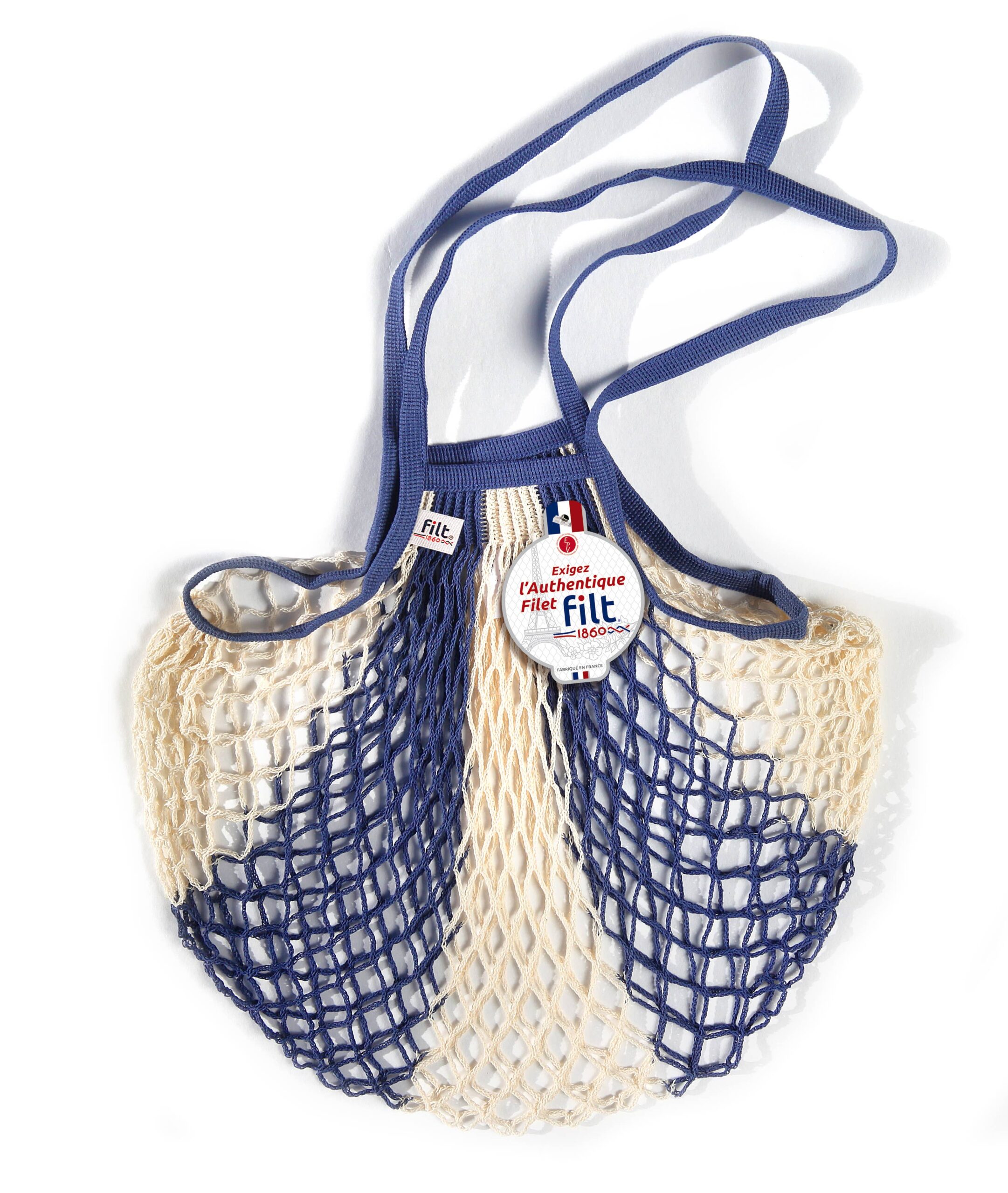 Filt1860 - Blue Ecru shopping net with large handles