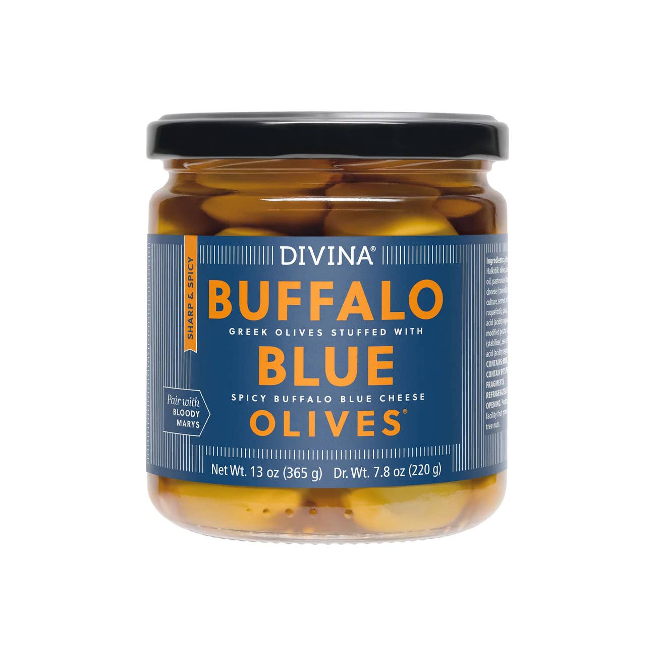 Gourmet Food Solutions, Inc. - Buffalo Blue Stuffed Olives, Divina 13oz