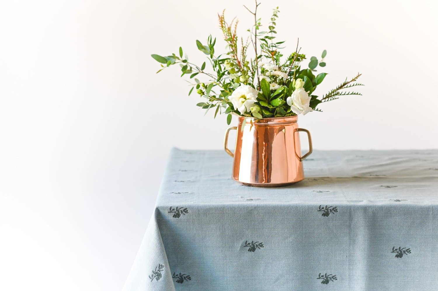 Galley and Fen - Blue Fleur Embroidered Tablecloth