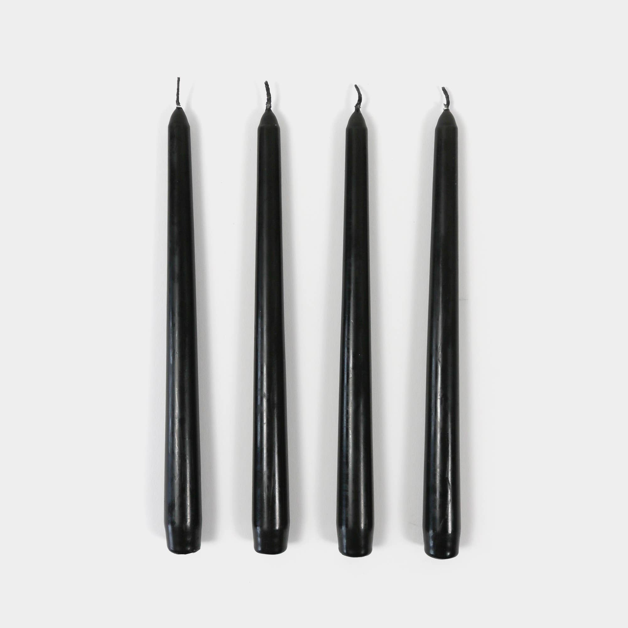 54 Celsius - Taper Candles (4 Pack) - 10" Tall, 8 Hr Burn, Black