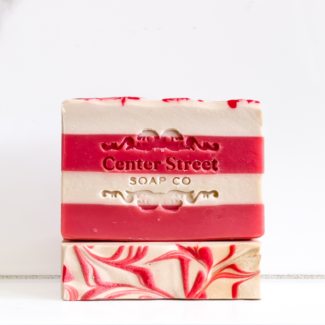 Center Street Soap Co - Christmas Peppermint Candy Cane Handmade Soap Bar - 4oz