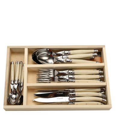 The French Farm - Jean Dubost 24 Pc Everyday Flatware Set Ivory