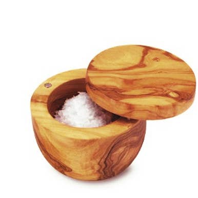 The French Farm - Berard Olive Wood Salt Keeper with Swivel Top