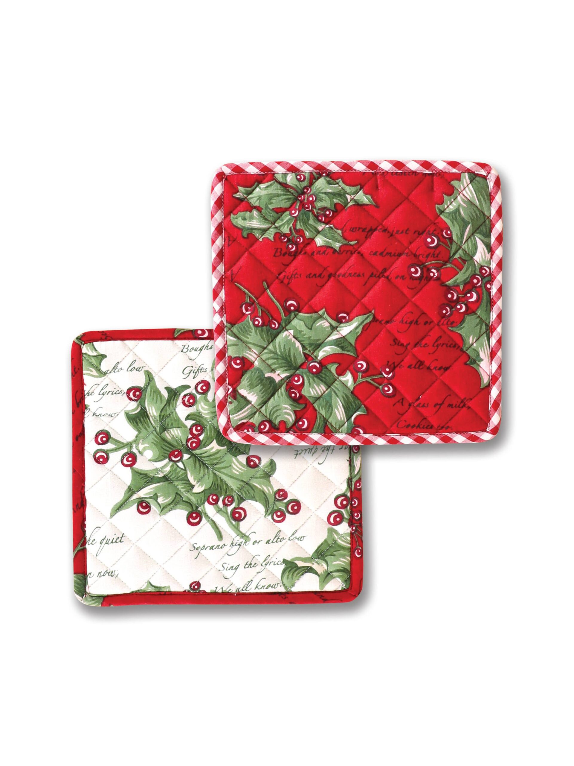 Holly Song Patchwork Potholder Set of 2: Multi
