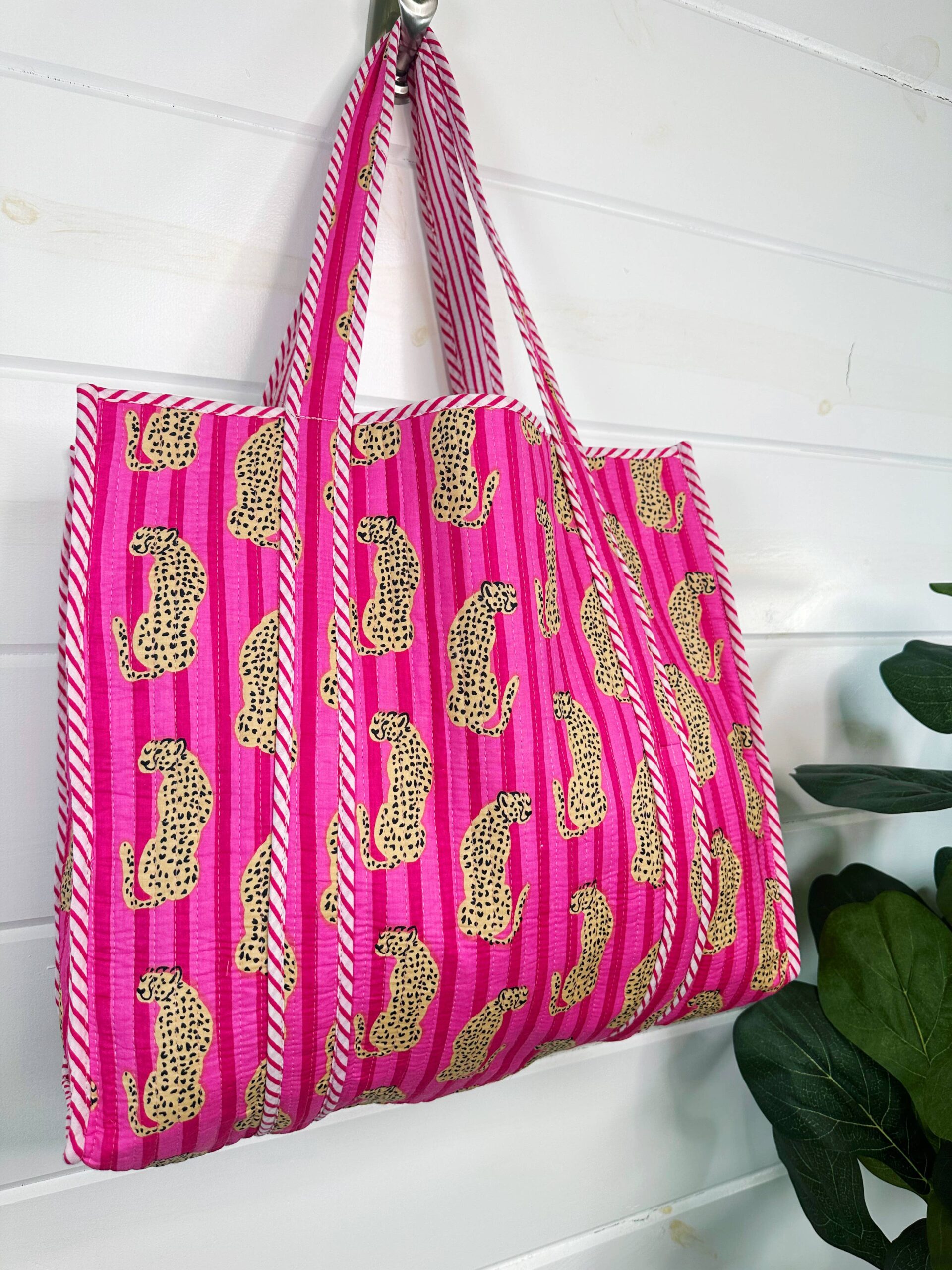 Quilted Tote Bag | Jaguar Print
