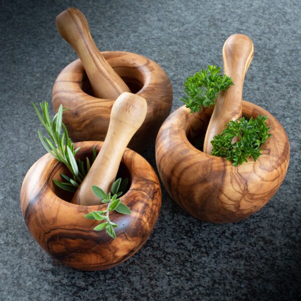 SEGGIANO Mortar Medium with pestle Olive Wood Handcrafted