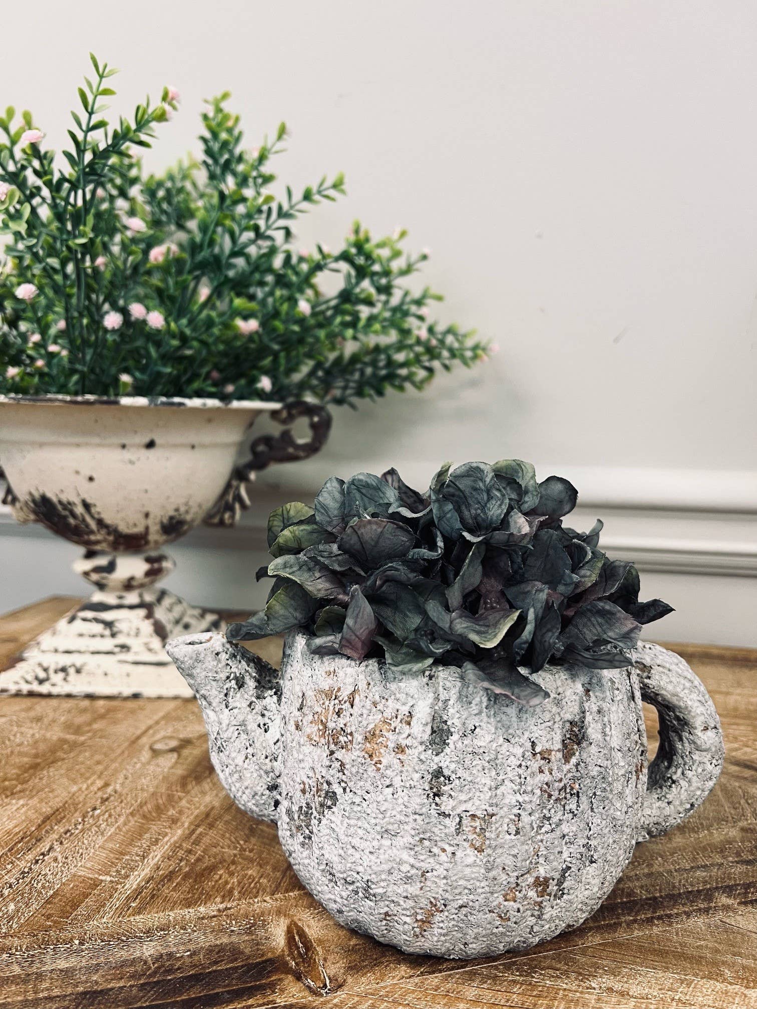 Cement Rustic Teapot Planter