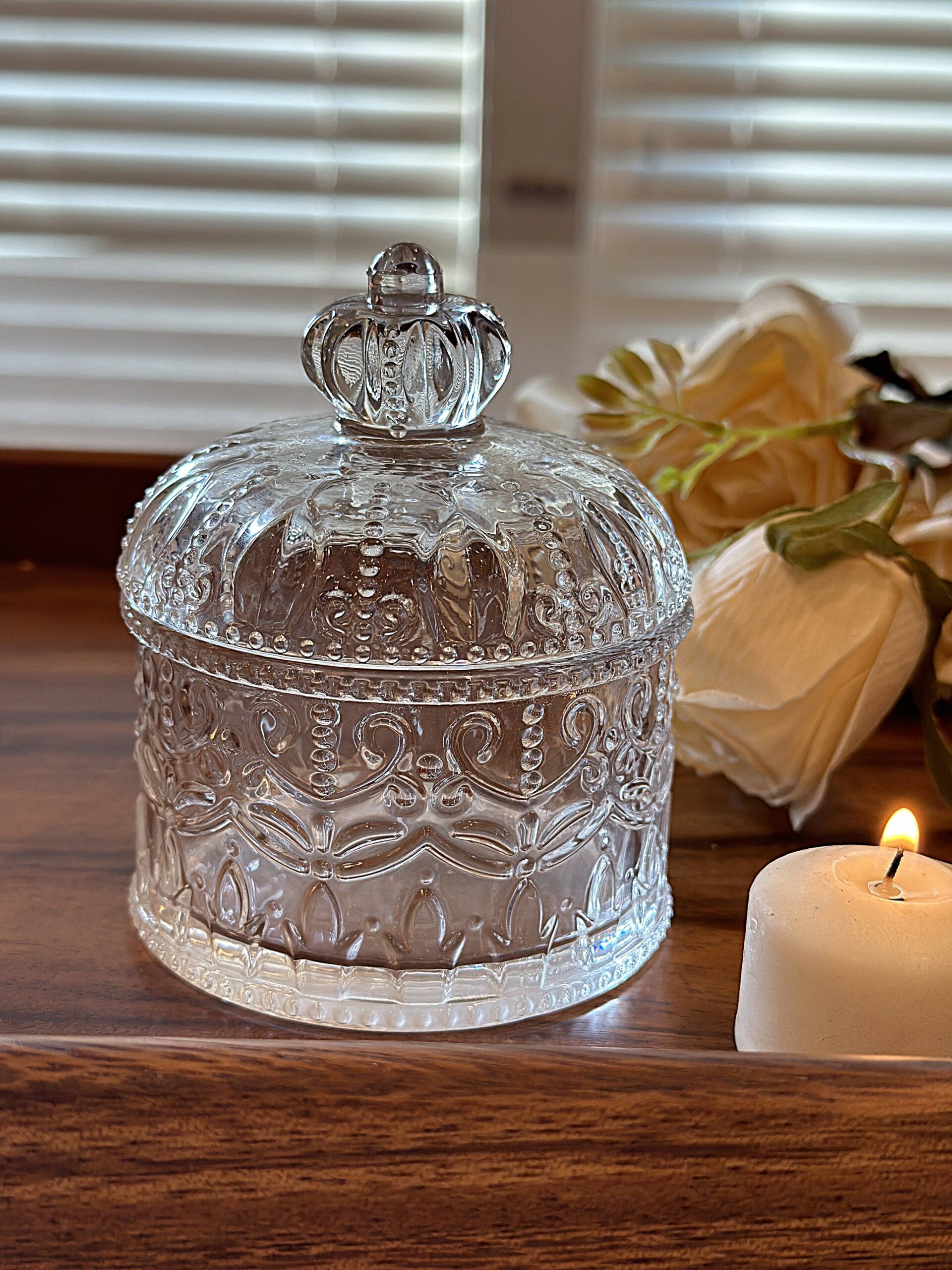 Crystal Glass Storage Jar: CROWN