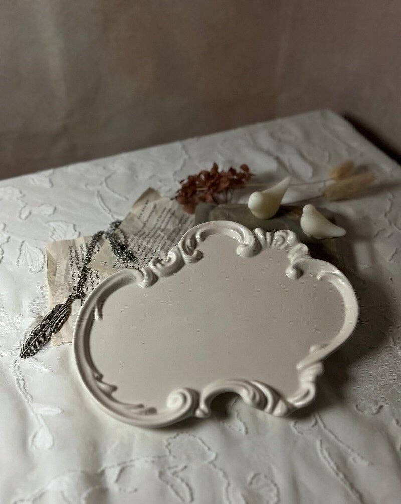 Asymmetry Elegance Tray| Jewelry Tray| Vintage| Handmade : Ivory
