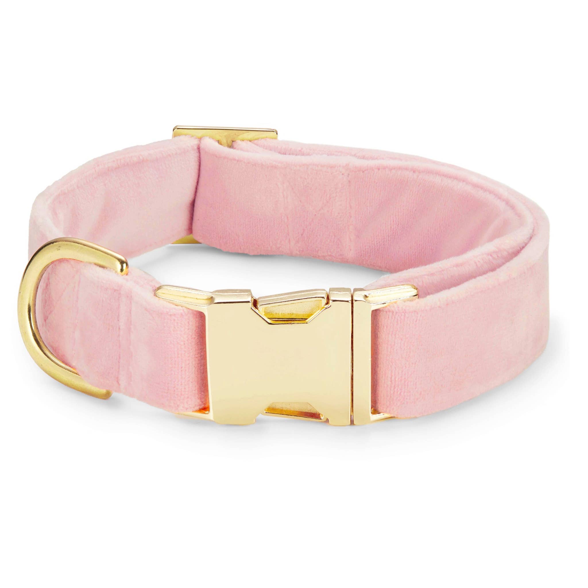 Blush Pink Velvet Valentine's Day Dog Collar: M / Gold