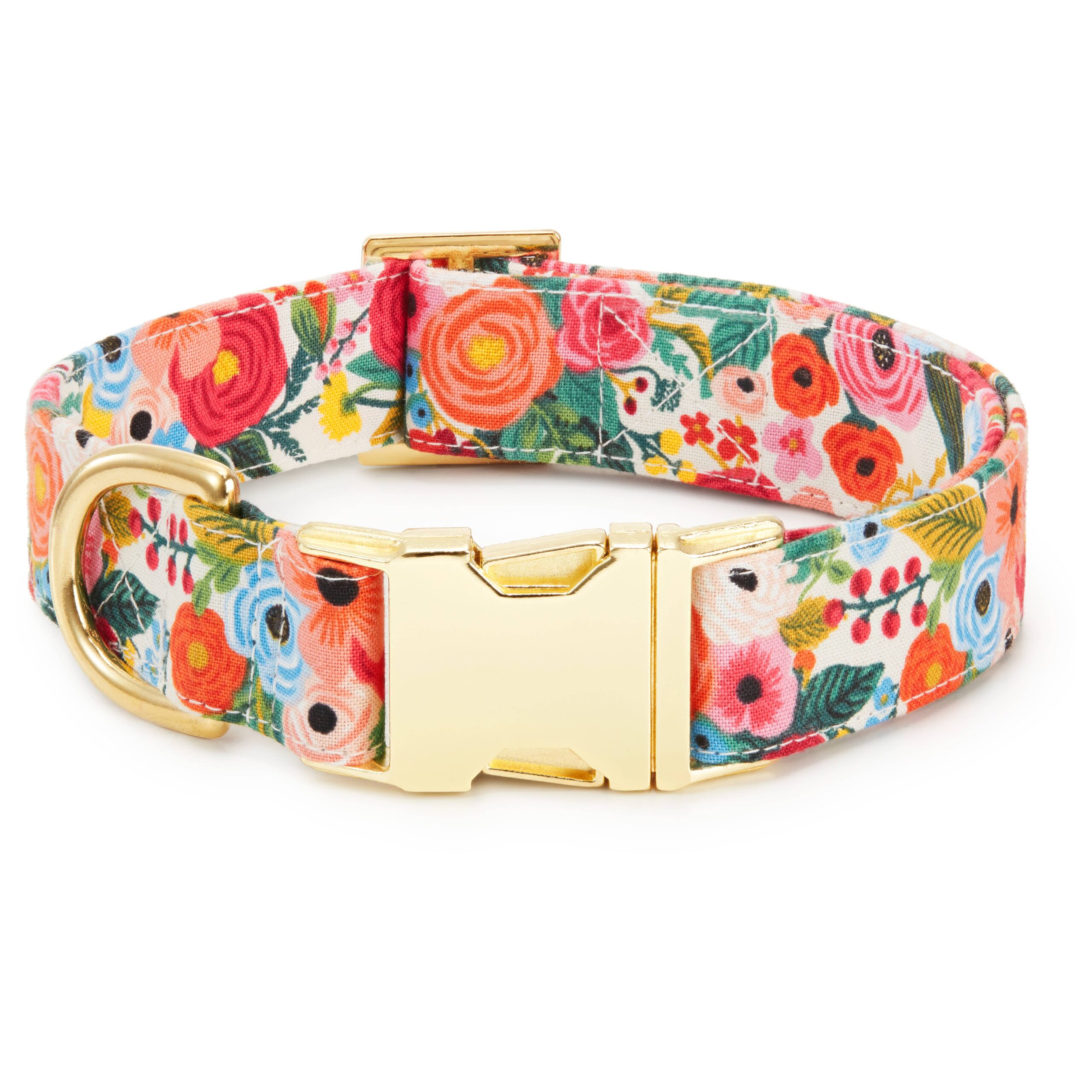 Rifle Paper Co. x TFD Garden Party Dog Collar: S/ Gold