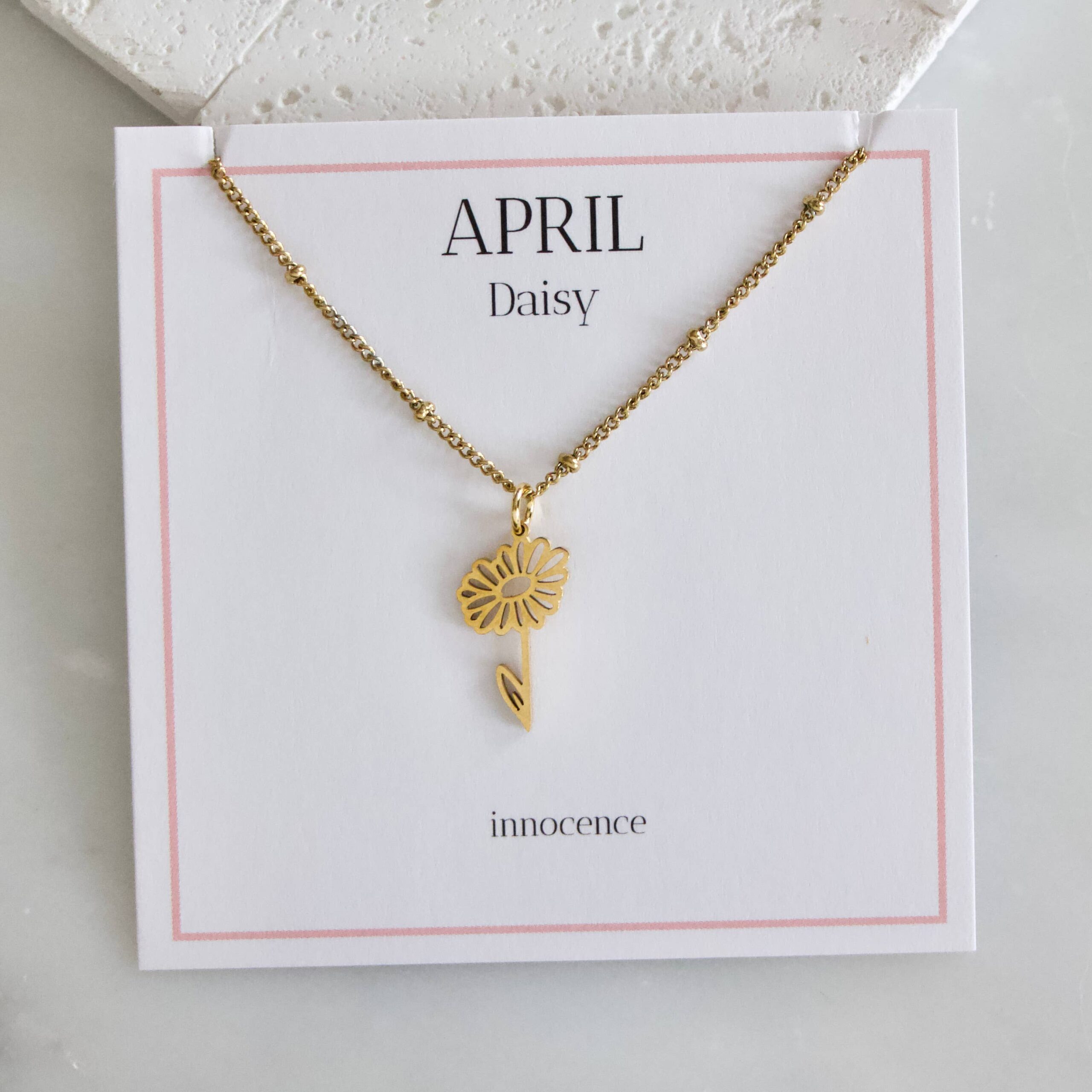 Birth Flower Necklaces - Waterproof: April - Daisy