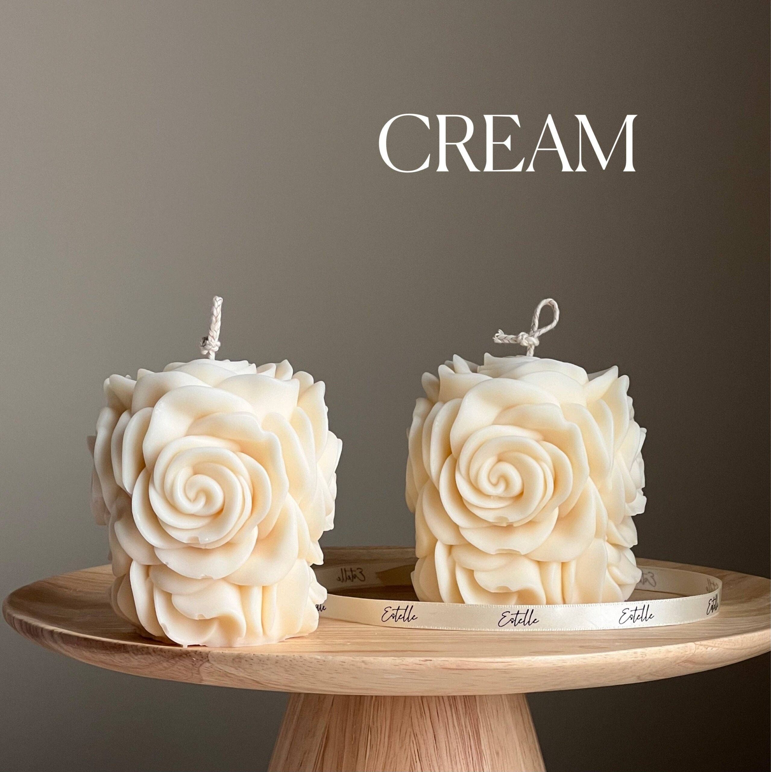 Rose Flower Candle: Cream, Sandalwood&Vanilla