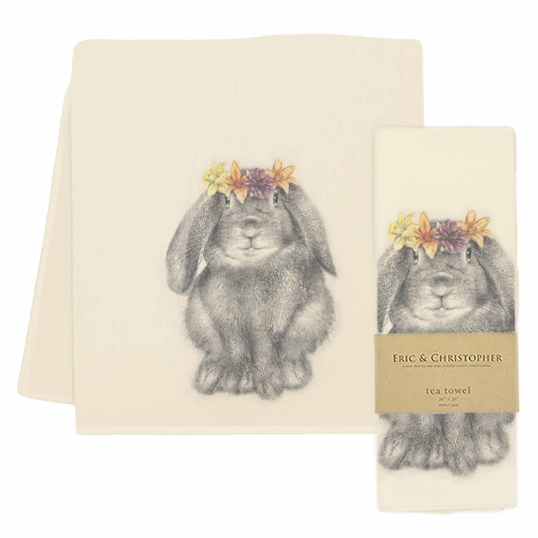 "Floofers" the Easter Bunny Tea Towel