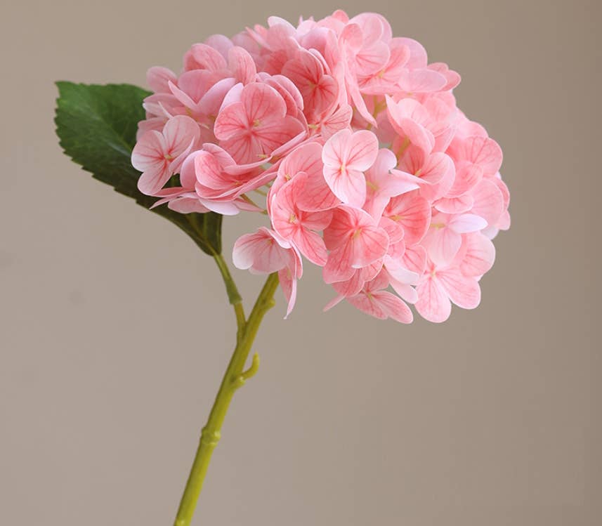 18" Real Touch lifelike Hydrangea-6”bloom: Soft Pink