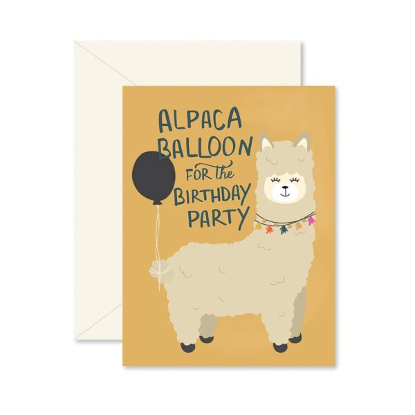 Alpaca Balloon Birthday Greeting Card