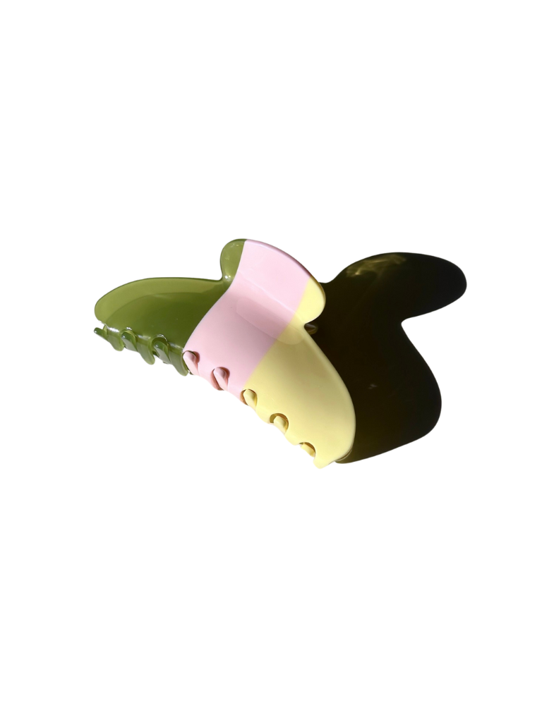 Minimalist Stripe Acetate Claw Clip | Eco-Friendly: Yellow