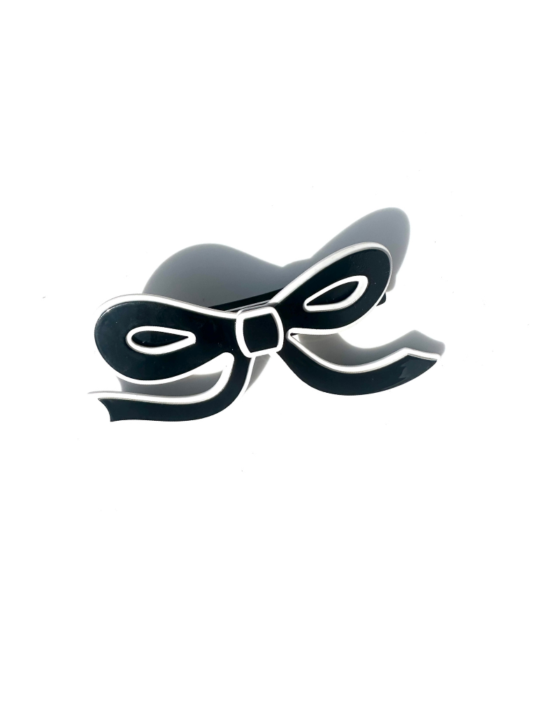 Handmade Acetate Bow French Barrette Clip: Black