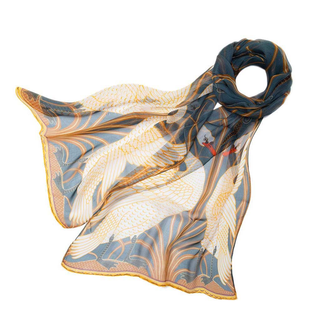 100% Pure Silk Scarf - Walter Crane The Swan