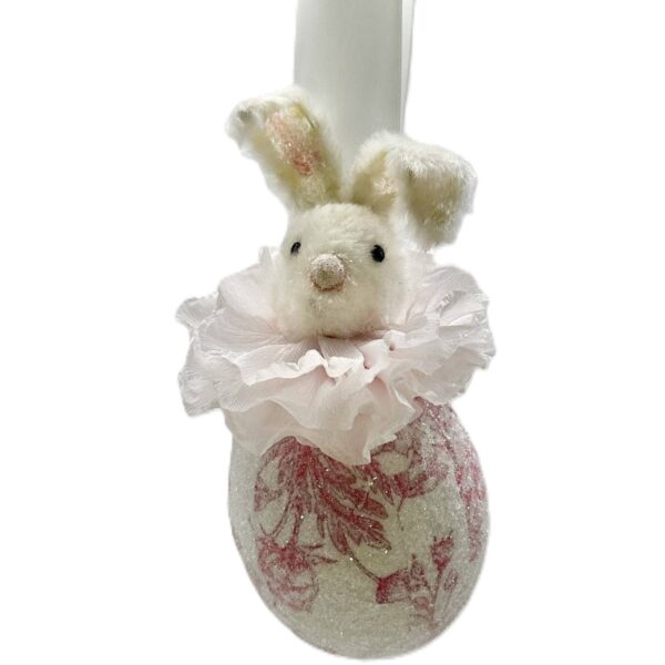 Maly Egg Ornament - Pink Toile: Pink, 3.75" x 11"
