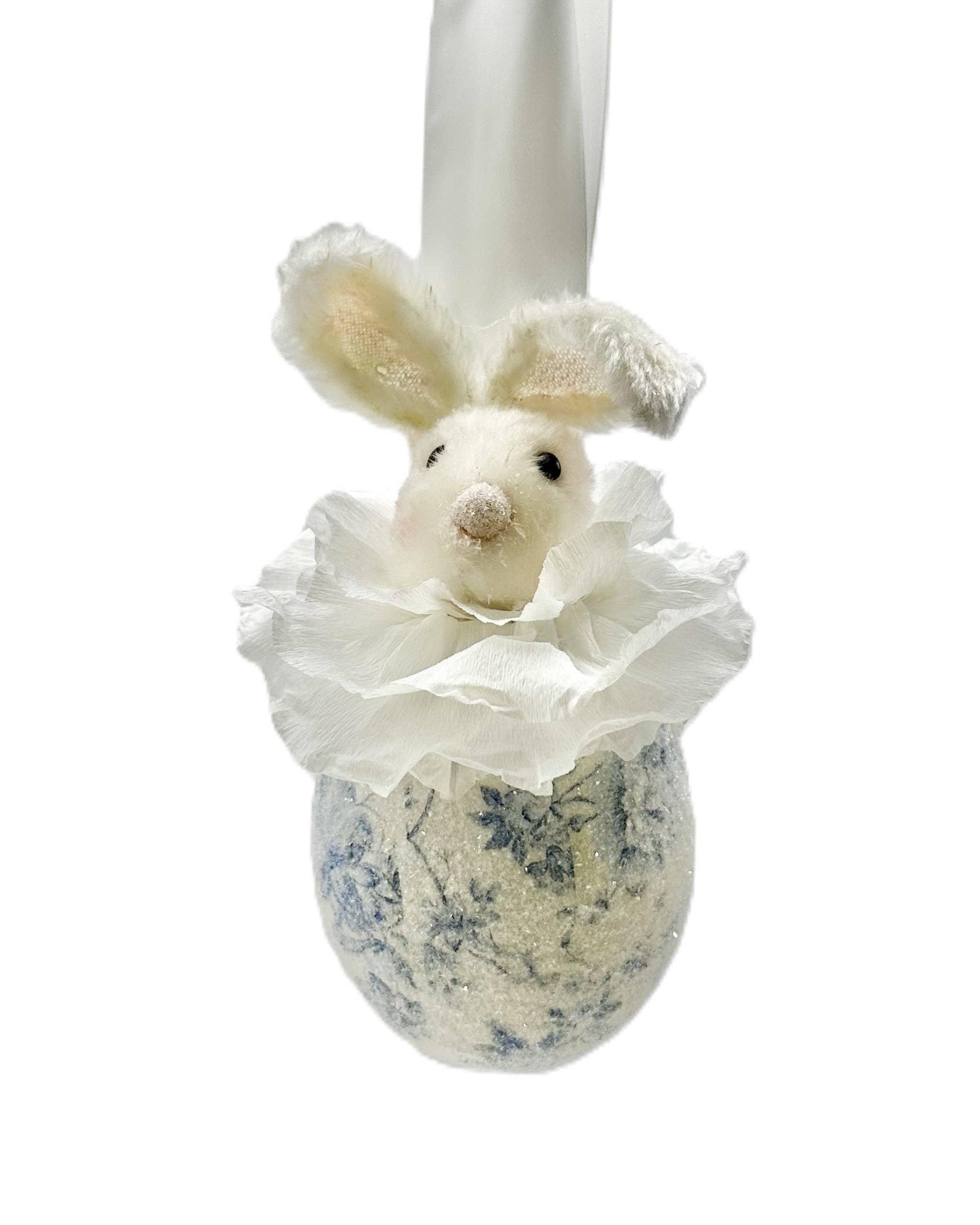 Maly Egg Ornament - Blue Chinoserie: Blue, 5" x 11.5"