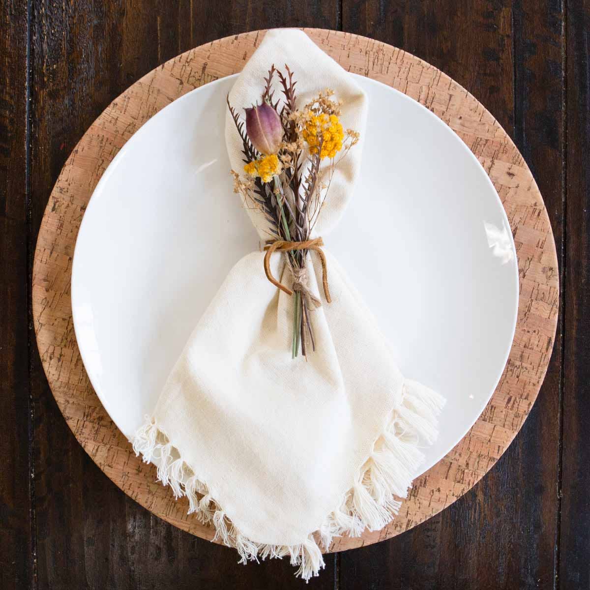 Fringe Napkin Oat 18x18: Natural