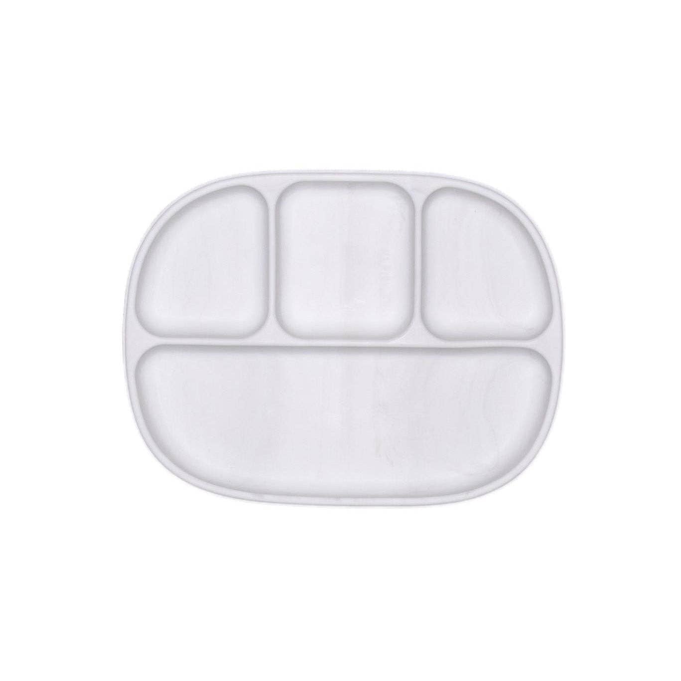 4 Section Suction Plate: White Marble