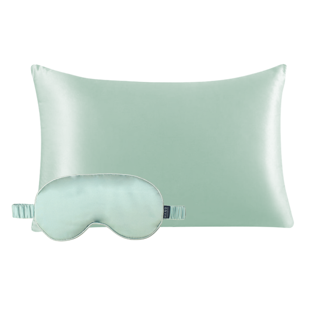 Coastal Seafoam Green Satin Pillowcase and Eye Mask Gift Set