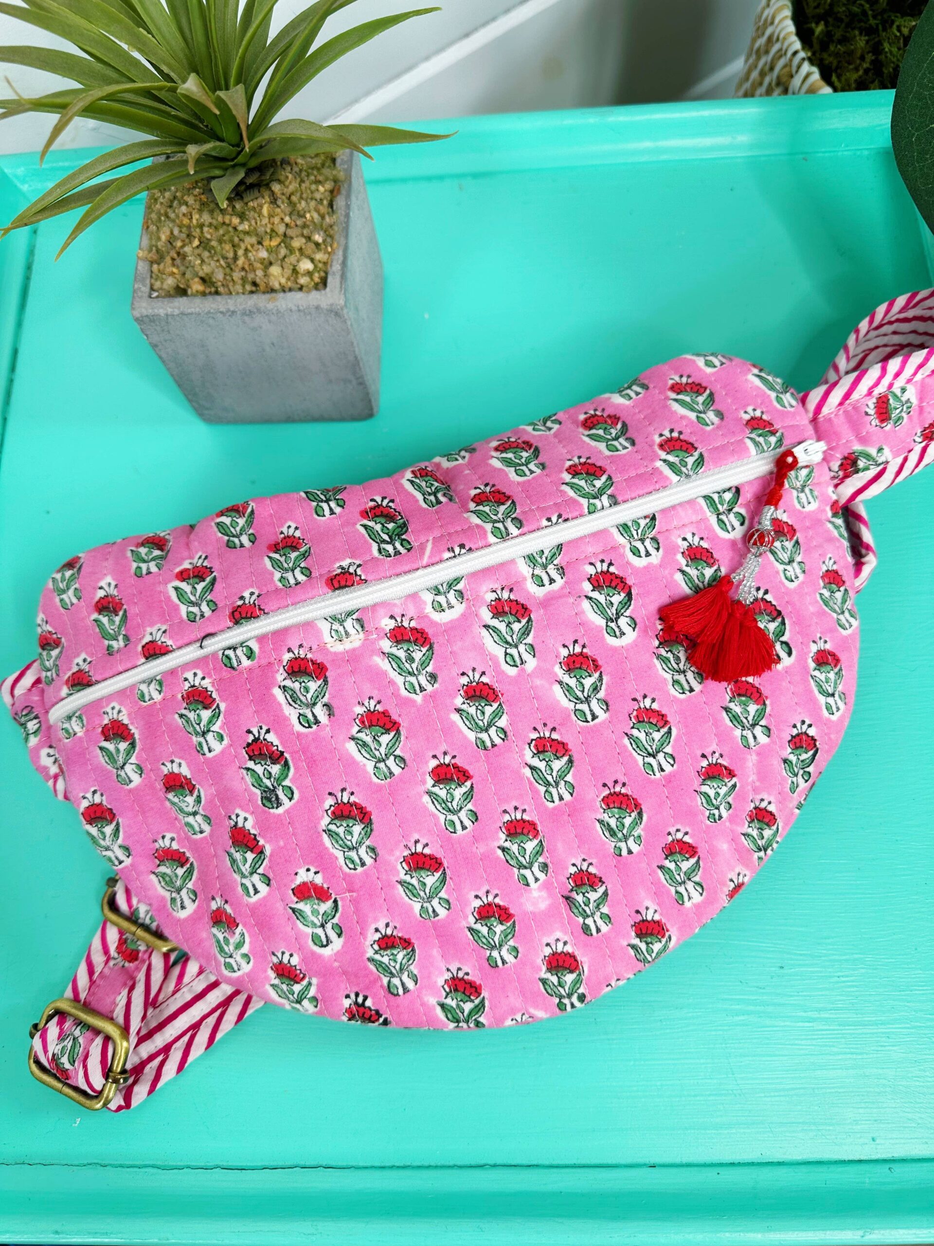 Quilted Crossbody Belt Bag | Fanny Pack | Pink