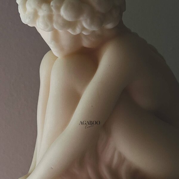 Large Sitting Lady Statue Candle 7.5x4in - Sculptural: Peach, Magnolia and Peony - Image 9